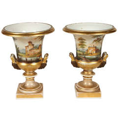 Pair of Porcelain de Paris Urns