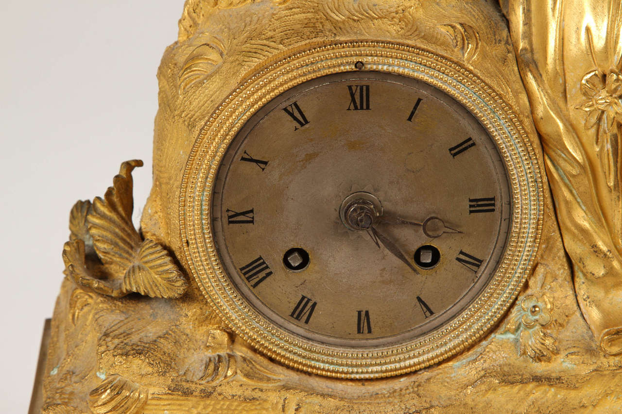 Bronze French Empire Ormolu Mantle Clock For Sale