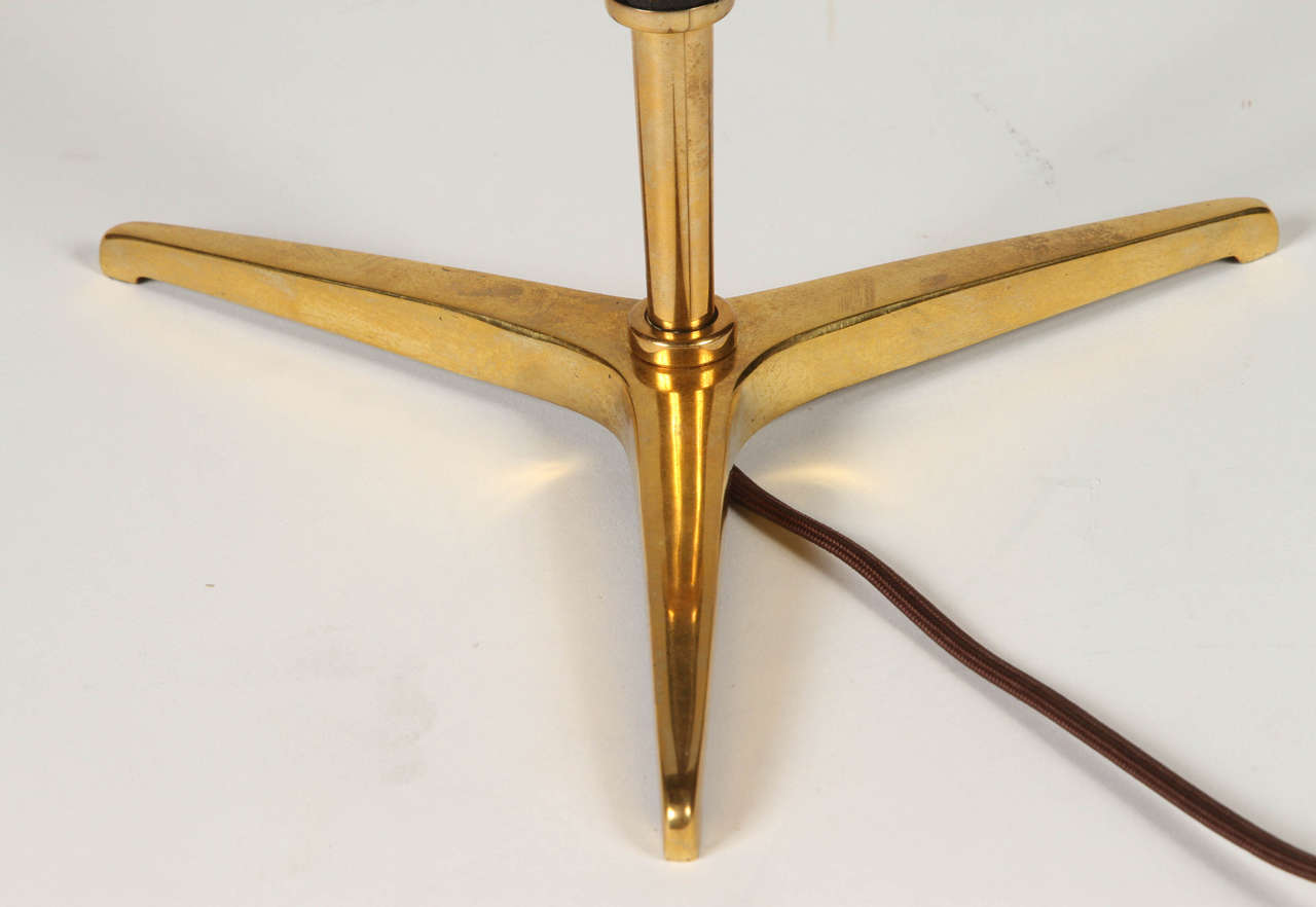 20th Century Pair of Jacques Adnet Lamps in Brass and Leather