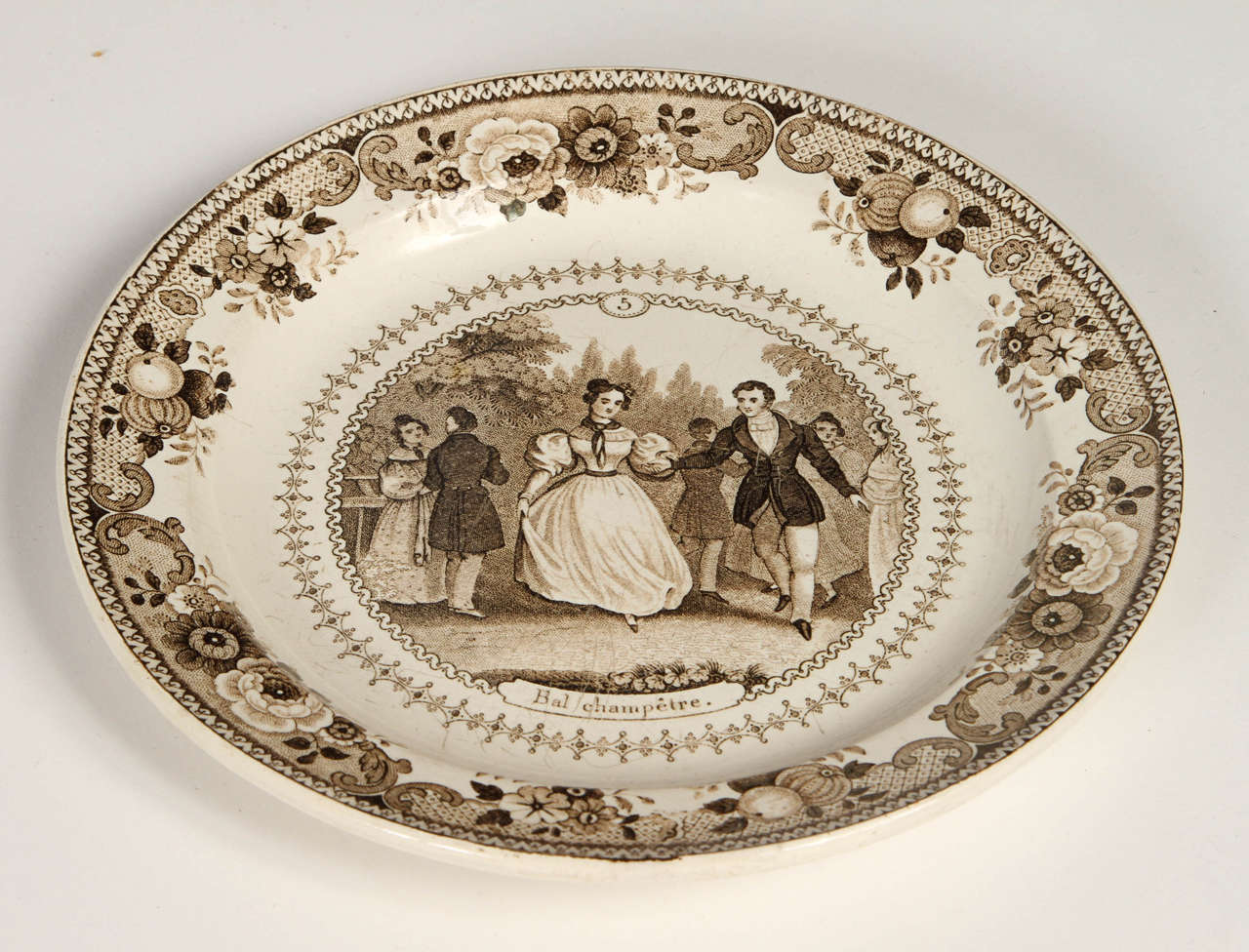 French 19th Century Faience Porcelain Creil et Montereau & Lebeuf Plates For Sale
