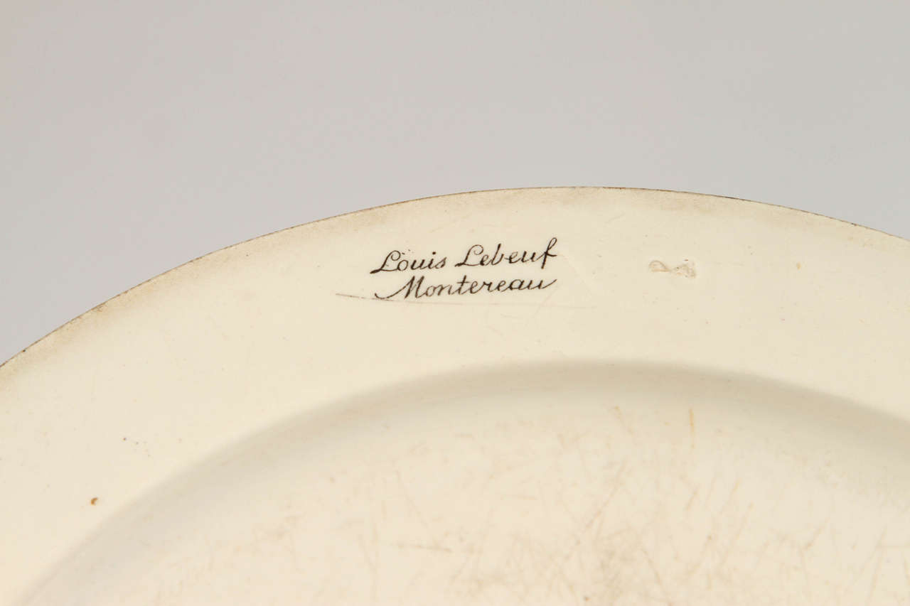 19th Century Faience Porcelain Creil et Montereau & Lebeuf Plates In Excellent Condition For Sale In Los Angeles, CA