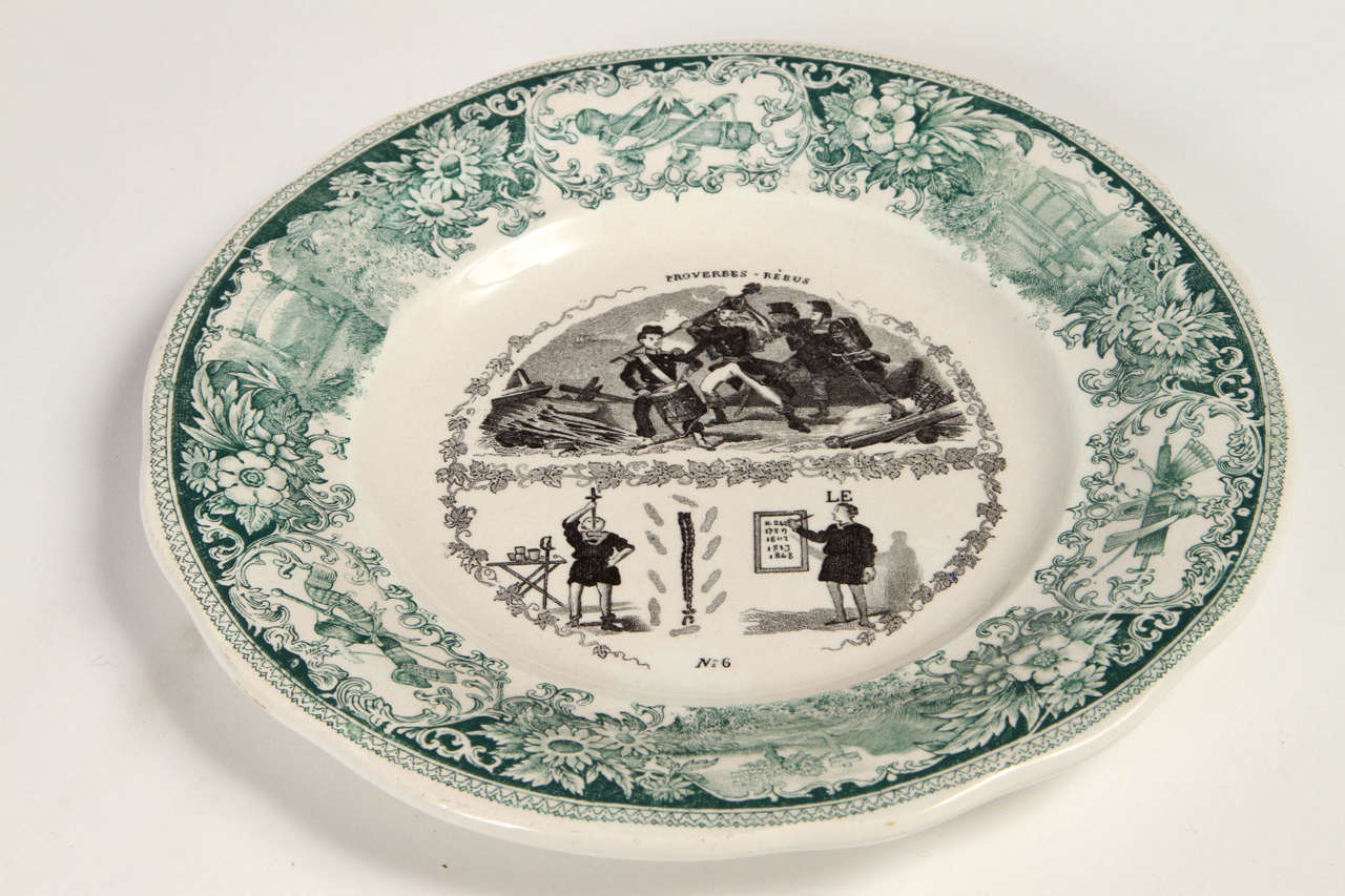 19th Century Faience Porcelain Creil et Montereau & Lebeuf Plates For Sale 2