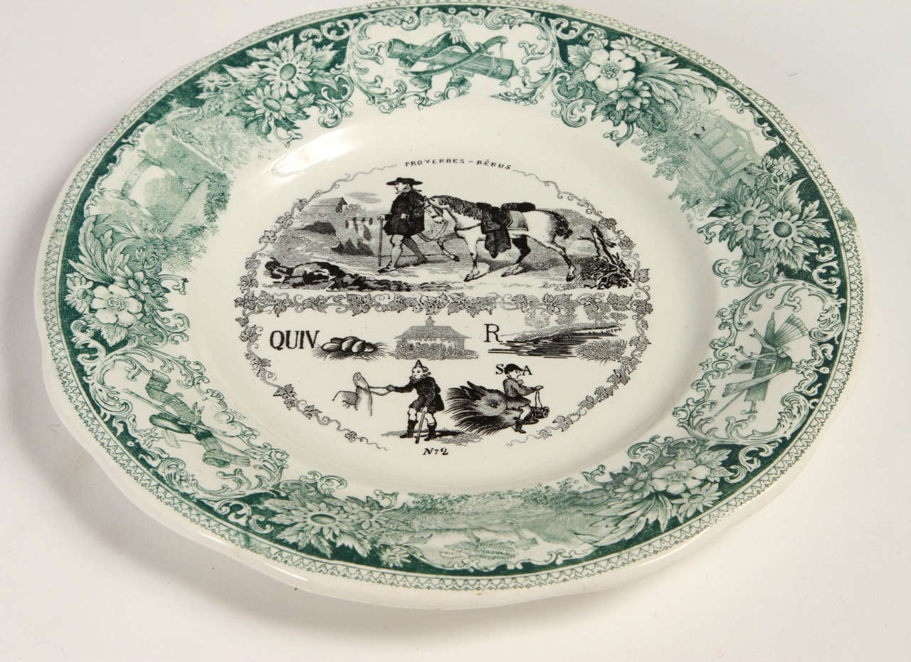 19th Century Faience Porcelain Creil et Montereau & Lebeuf Plates For Sale 3