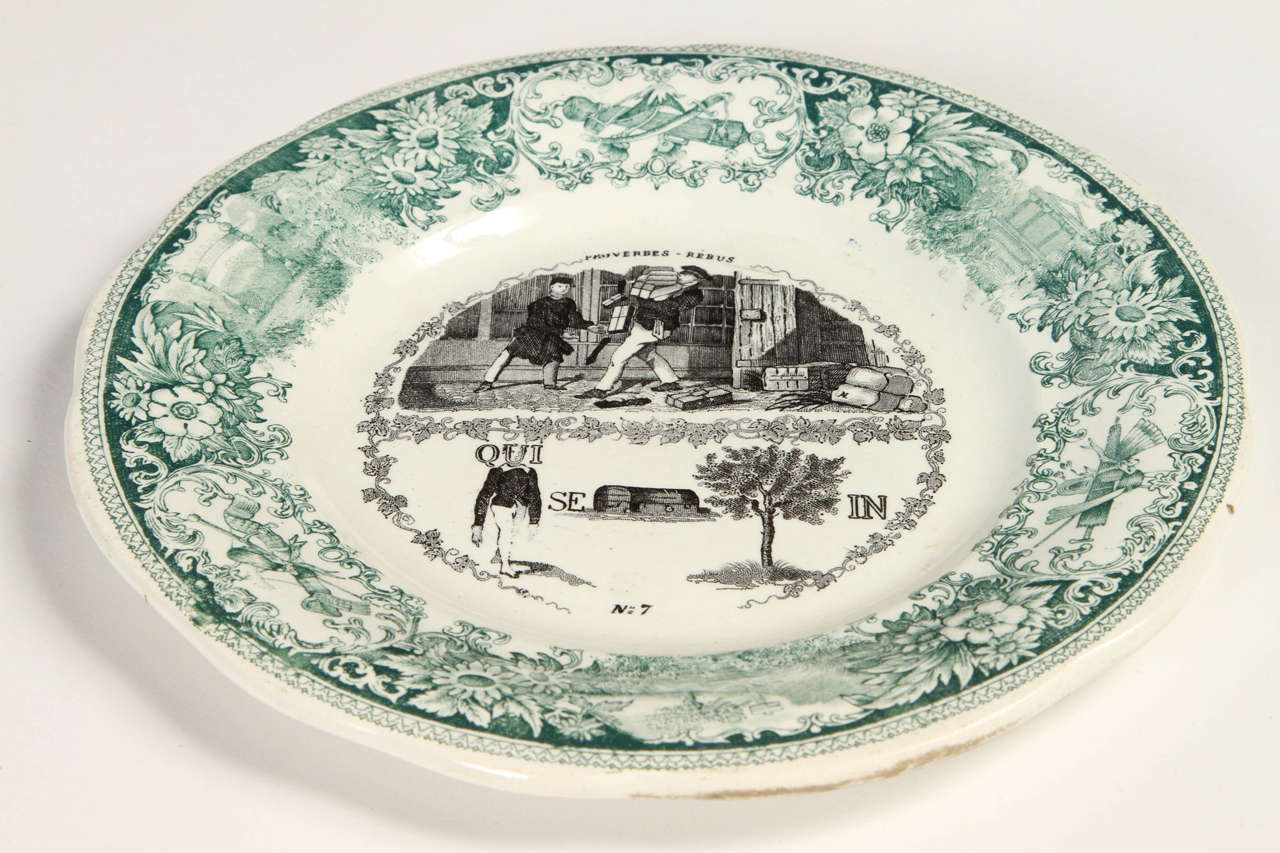 19th Century Faience Porcelain Creil et Montereau & Lebeuf Plates For Sale 4