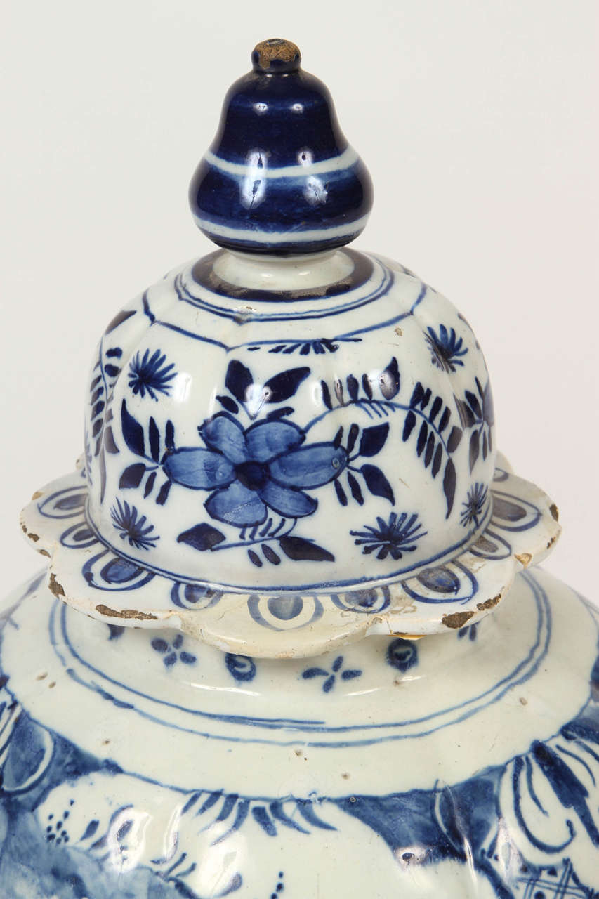 Dutch 18th Century Blue and White Delft Vase For Sale