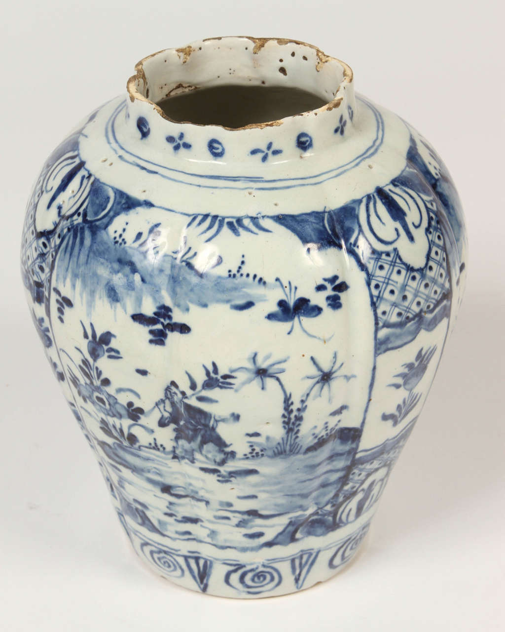 Pottery 18th Century Blue and White Delft Vase For Sale