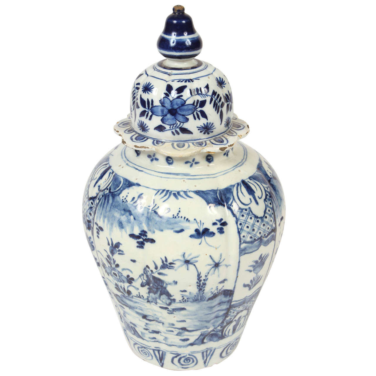 18th Century Blue and White Delft Vase For Sale