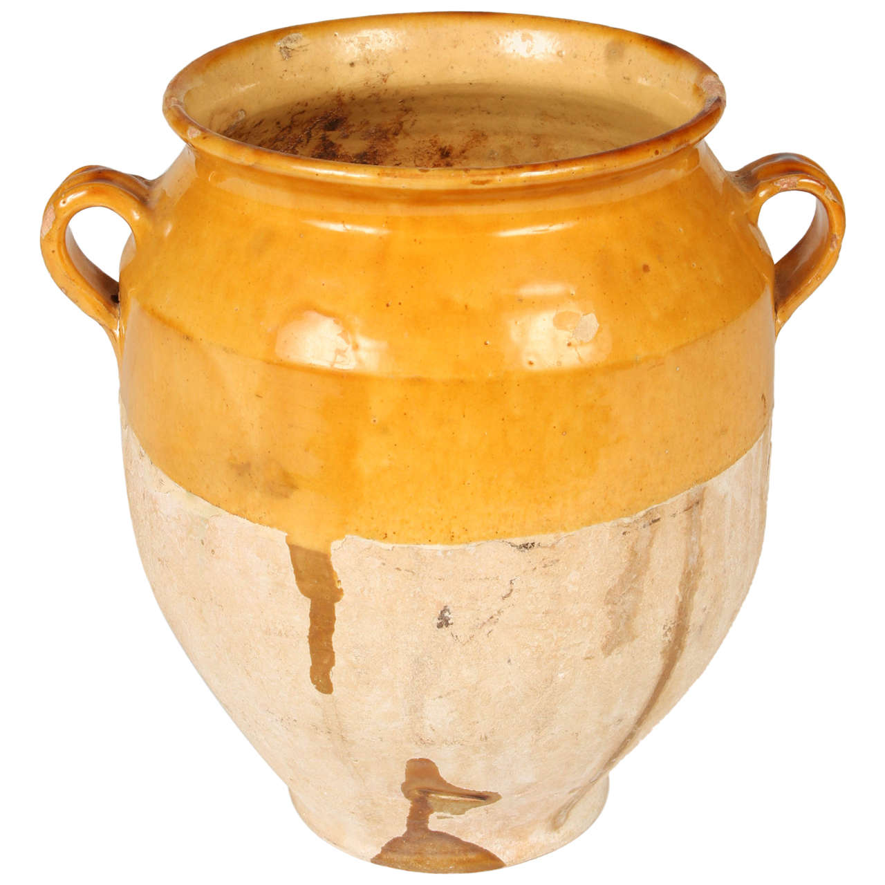 19th Century French Glazed Terracotta Confit Pot For Sale