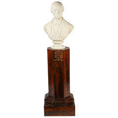 Italian Carved Marble Portrait Bust on a Rosewood Pedestal