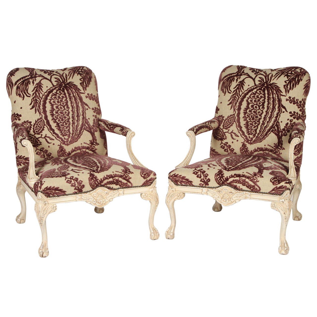 Pair of George III Style Library Chairs For Sale