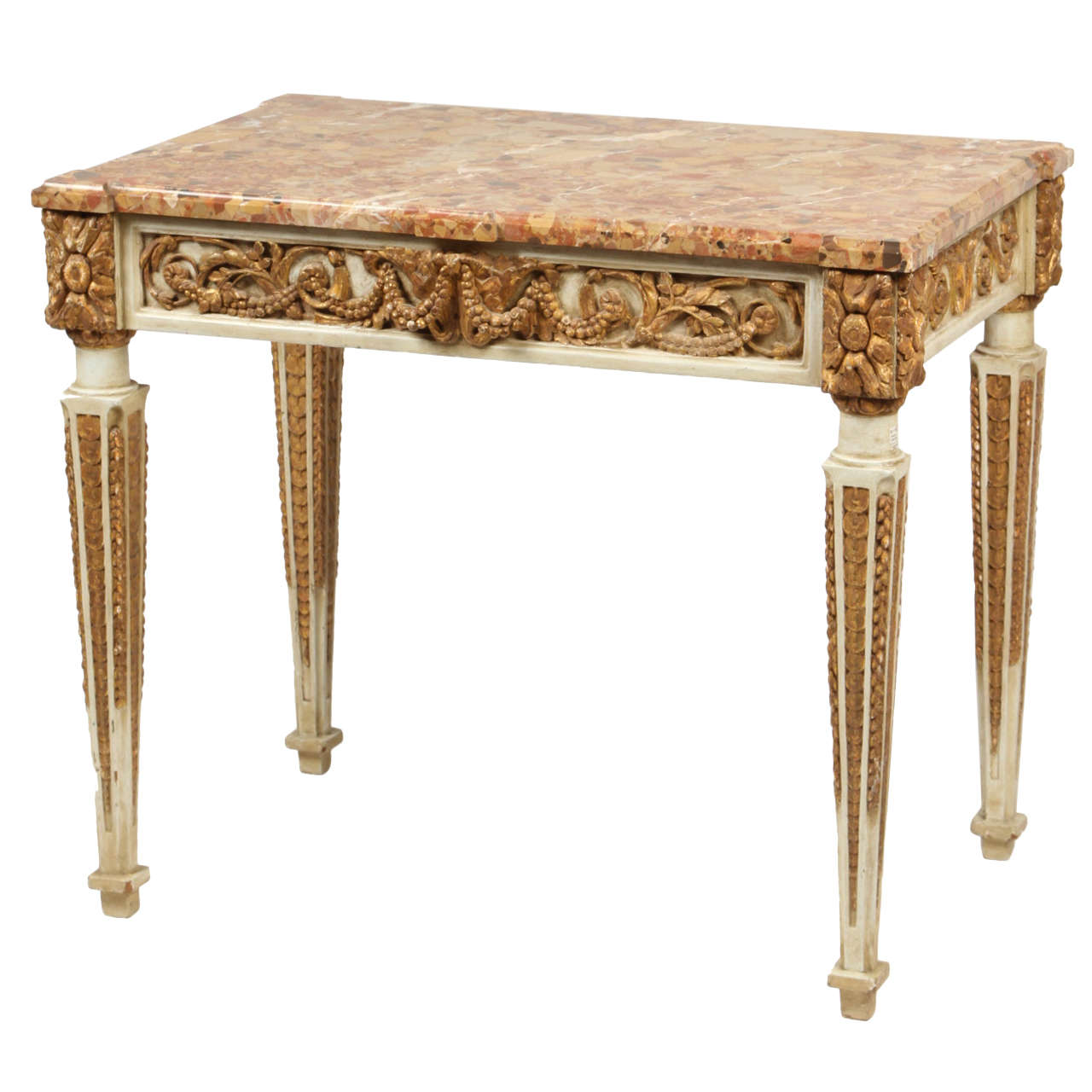 Carved and Gilt Italian Console Table, Late 18th Century For Sale