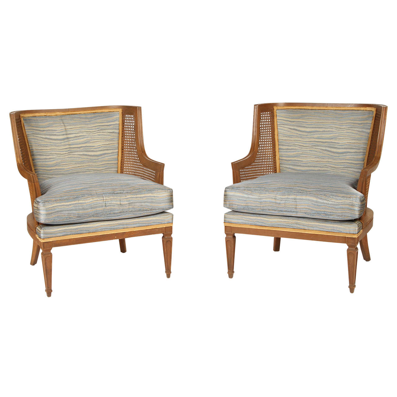 Pair of Caned French 1940s Armchairs