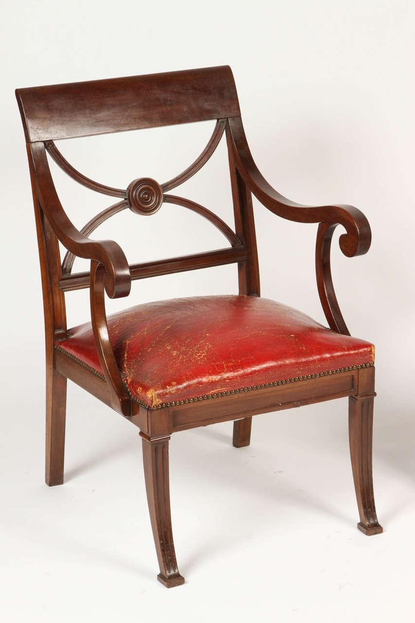 British Pair of Regency Mahogany Armchairs For Sale