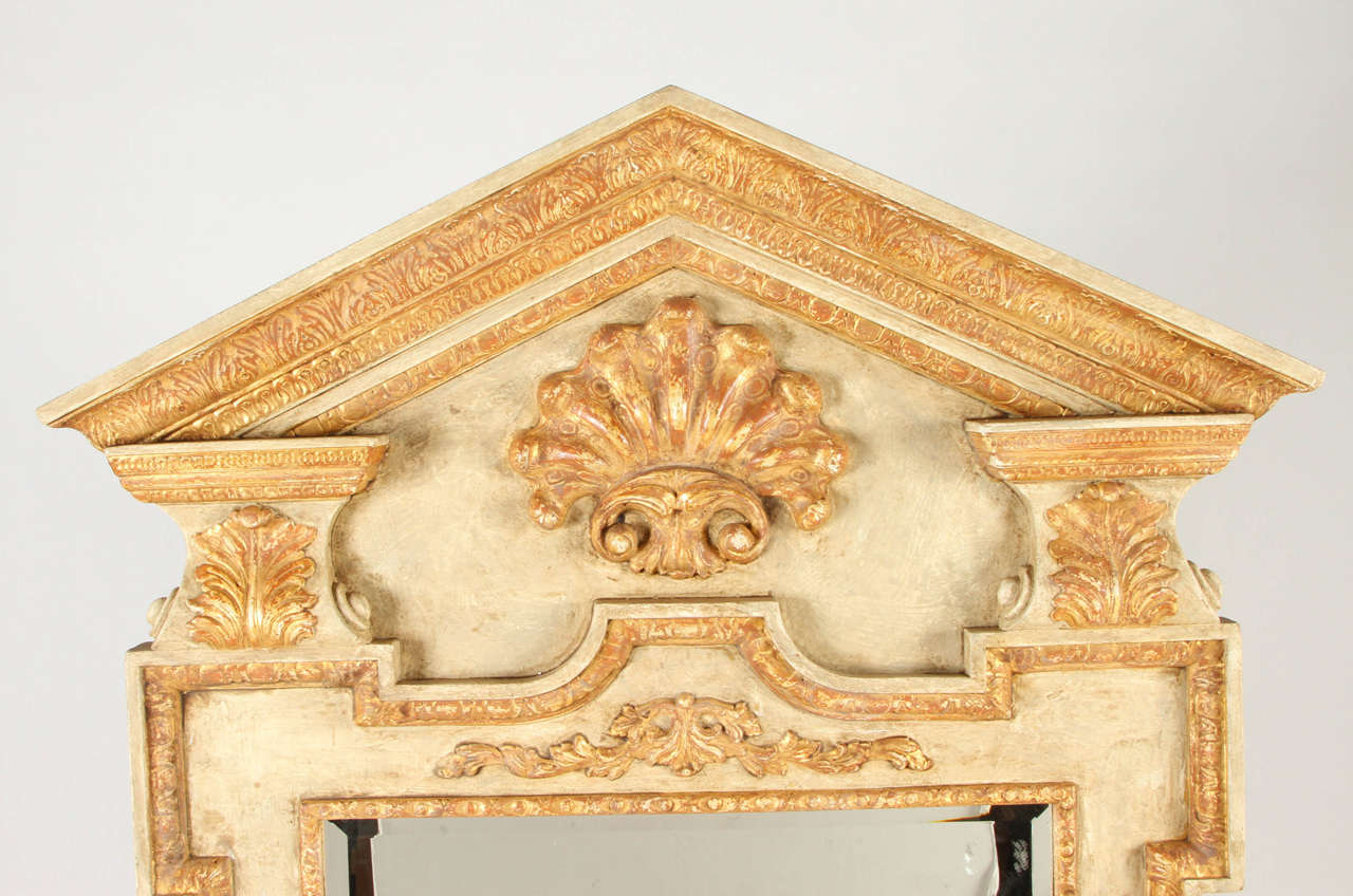 British Large George II Painted and Parcel-Gilt Pier Mirror