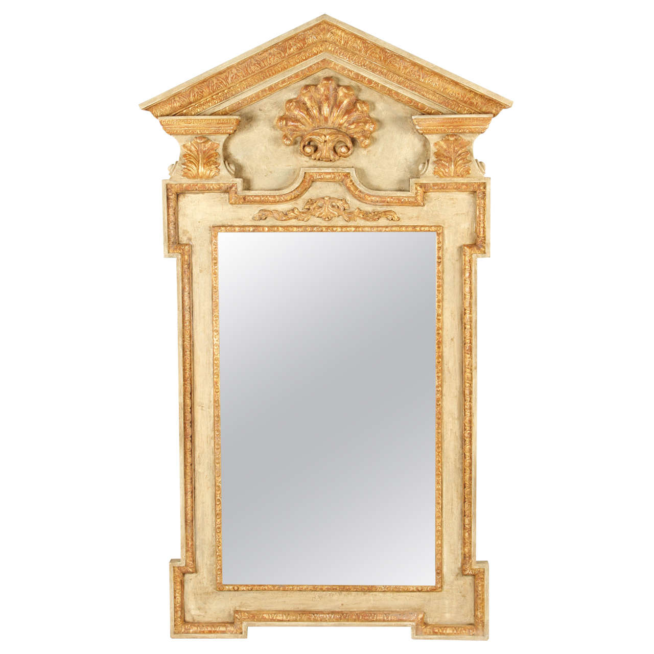 Large George II Painted and Parcel-Gilt Pier Mirror