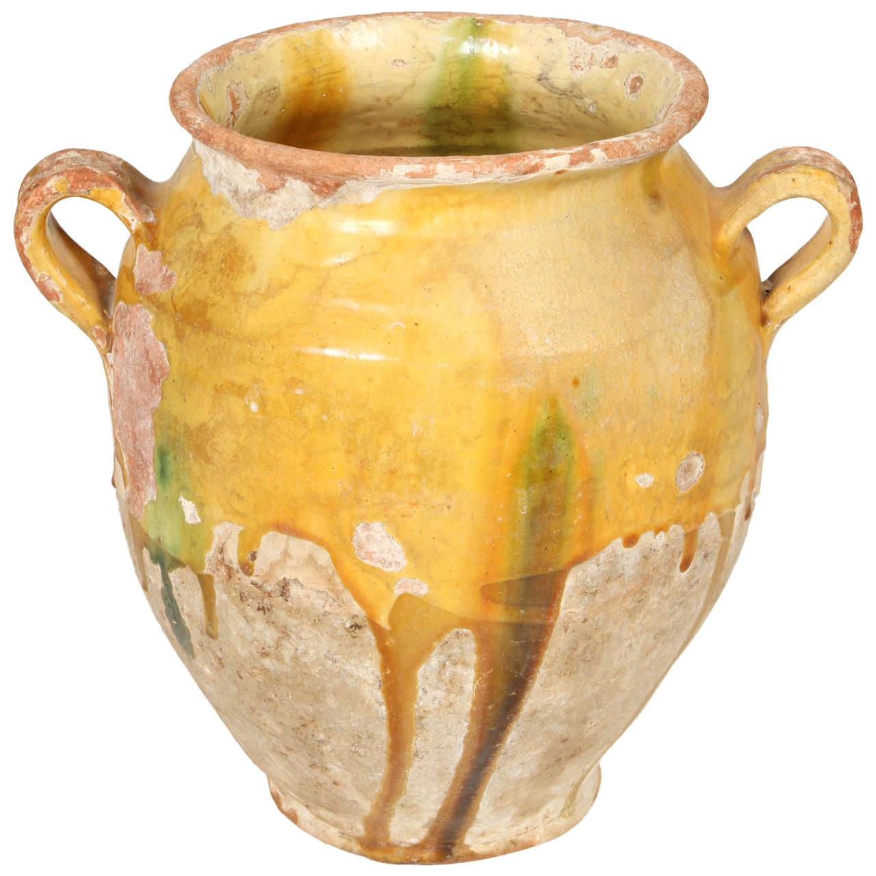 19th Century French Glazed Terracotta Confit Pot For Sale at 1stdibs