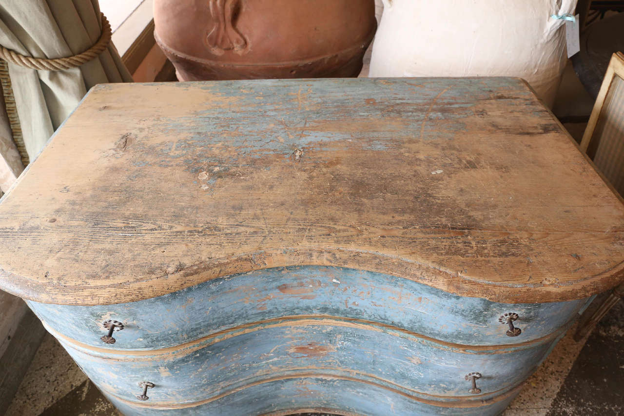 Painted 18th Century Swedish Serpentine Commode