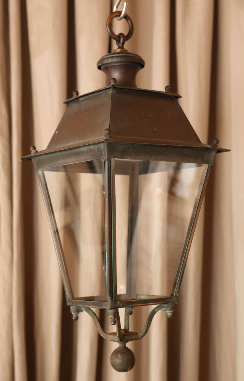 French copper lantern with bronze details. Two lanterns available at $3800 each
