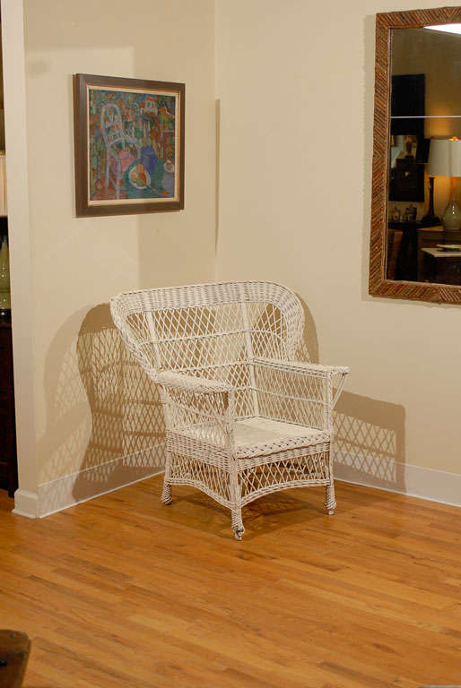 20th Century Bar Harbor Wicker Wing Chair
