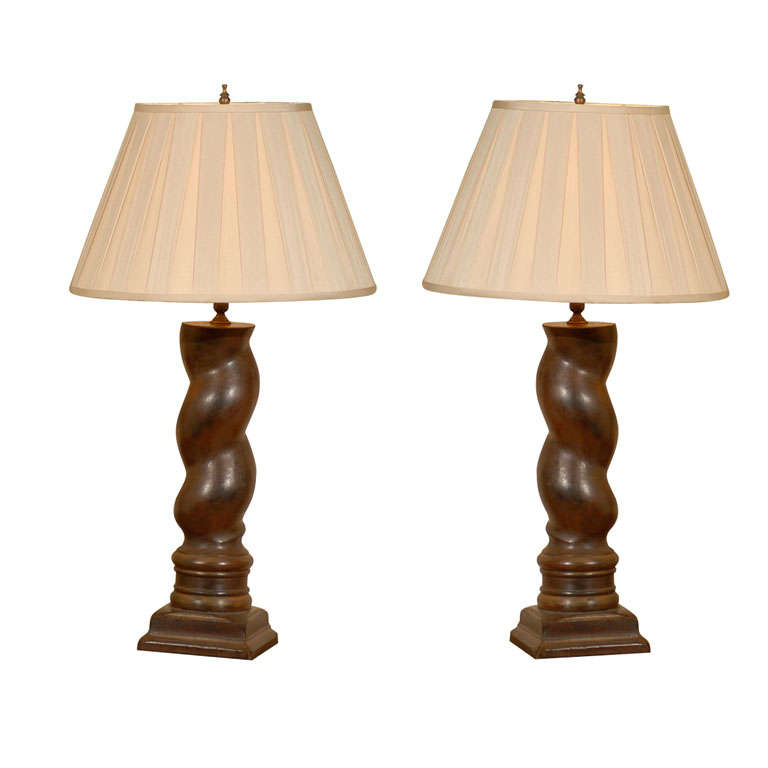 20th Century Pair of Antique Columns made into Lamps For Sale