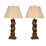 20th Century Pair of Antique Columns made into Lamps