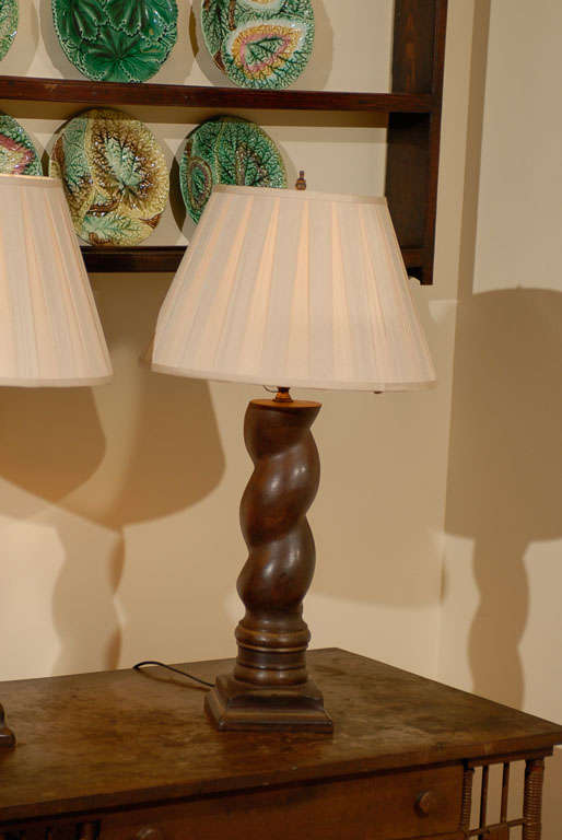 Country 20th Century Pair of Antique Columns made into Lamps For Sale