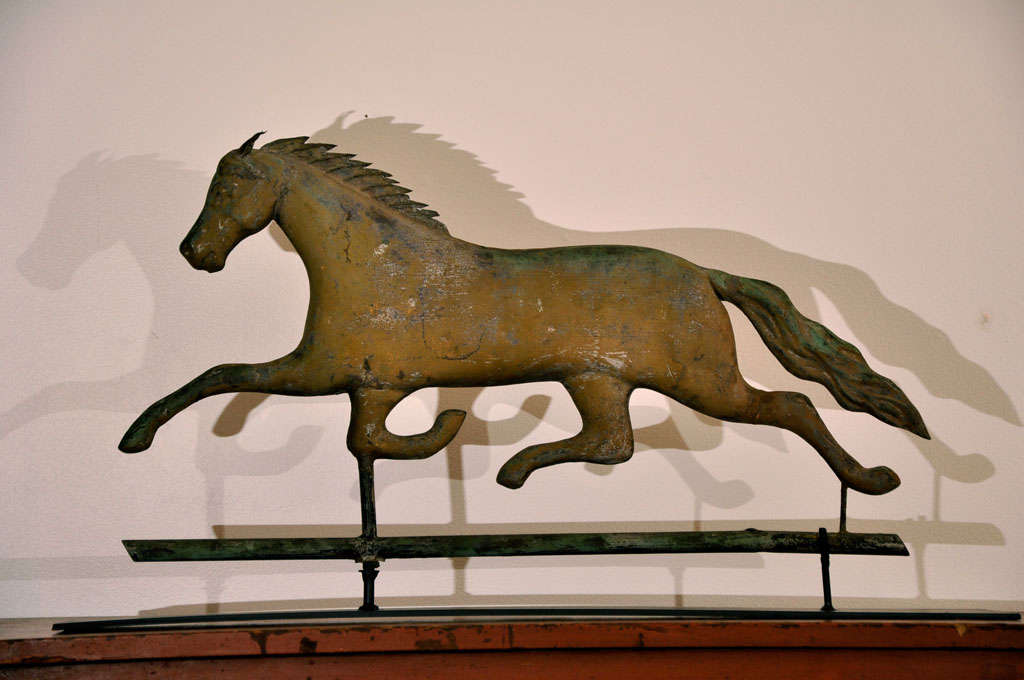Rare & Original Mustard Painted Ethan Allen Horse Weathervane