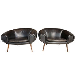 Danish Leather Chairs , Unknown Designer 1960
s