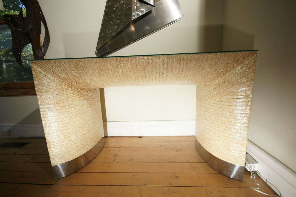 Karl Springer Raffia Covered Desk