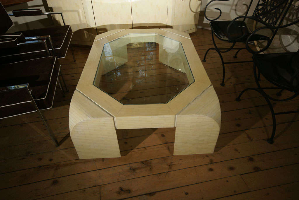 Karl Springer Bone Veneer Coffee Table