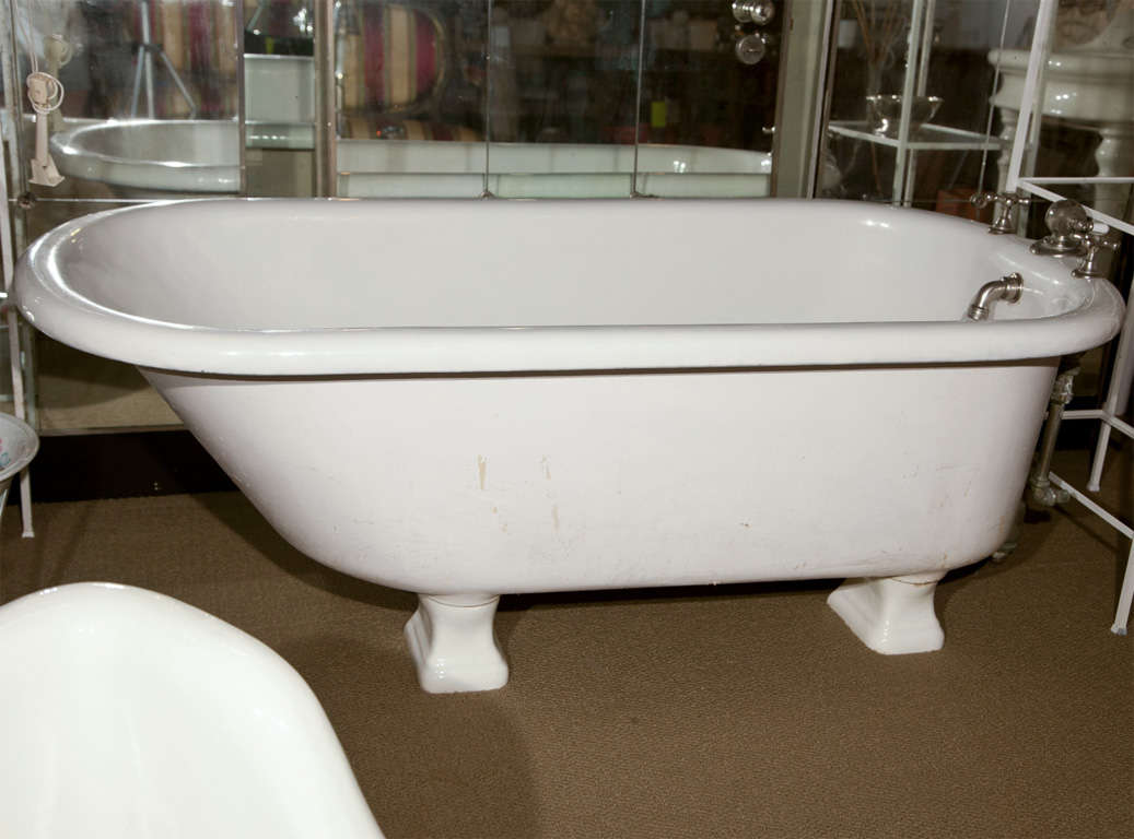 Rare Bath Tub on Earthenware Bracket Feet by Wolff Company, Chicago. Rare Form!