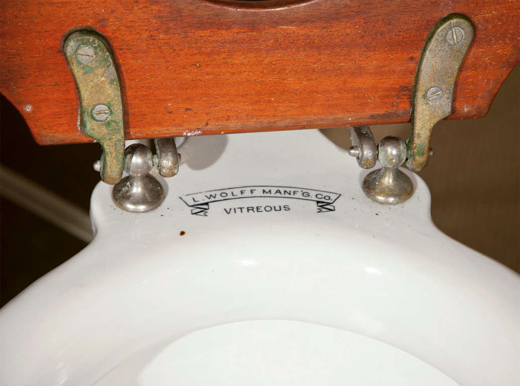 American Embossed Toilet with Wooden Seat