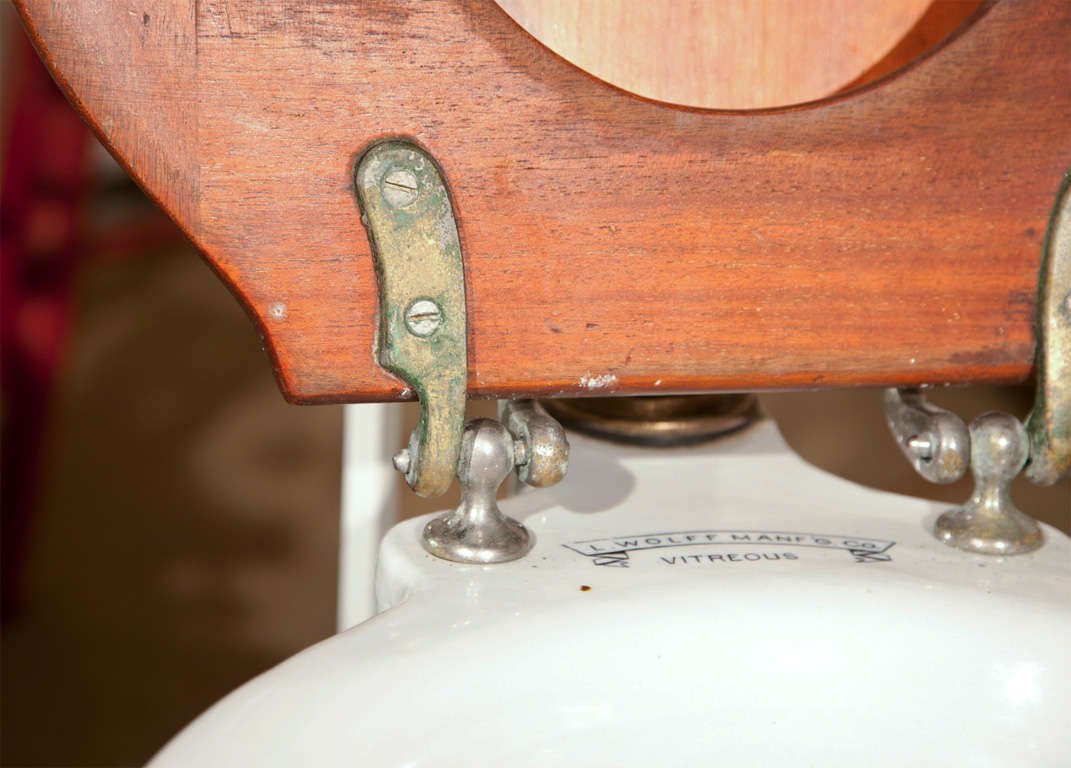 Embossed Toilet with Wooden Seat 1