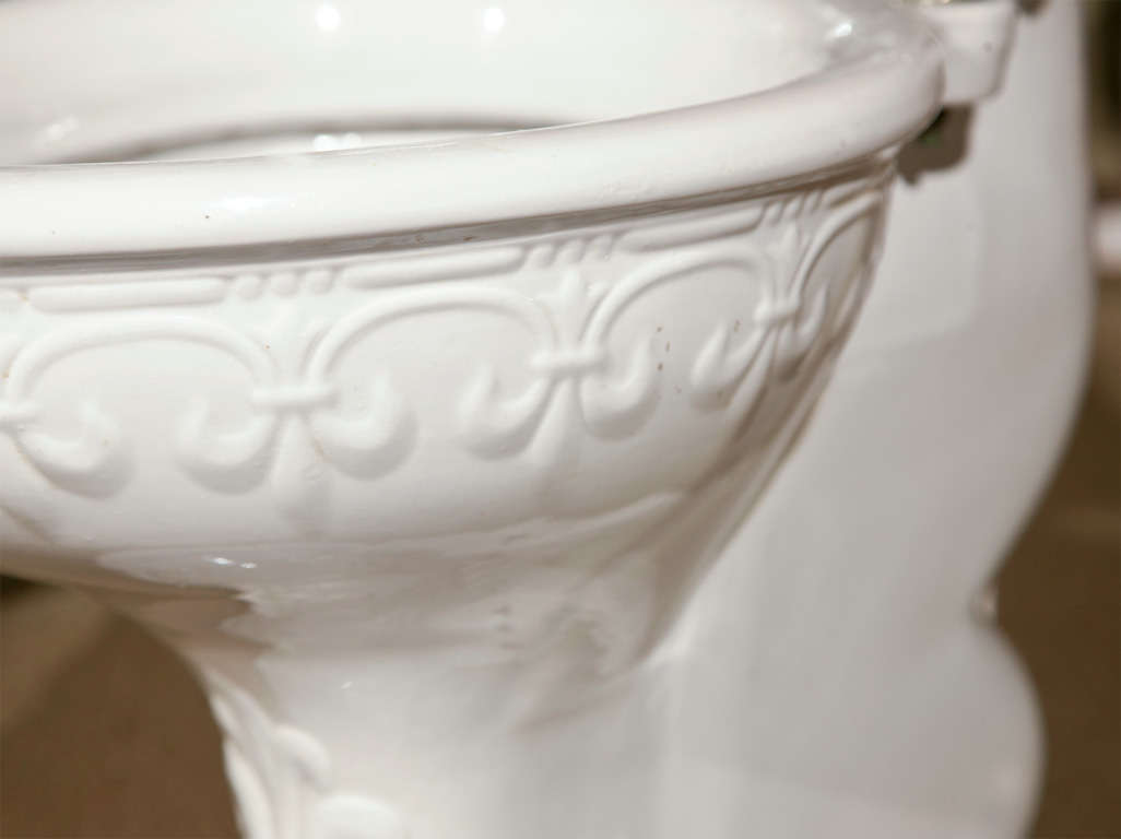 Embossed Toilet with Wooden Seat 5