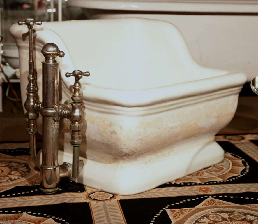 Earthenware Sitz Bath with Origninal Hardware. A great pet bath!! Wolff Company Chicago.