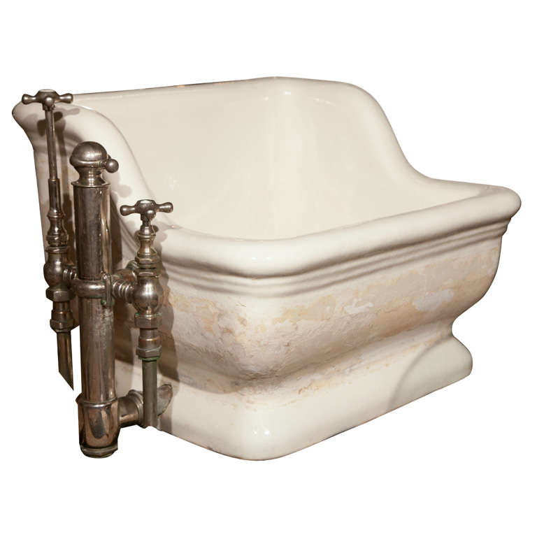 Earthenware Sitz Bath with Origninal Hardware