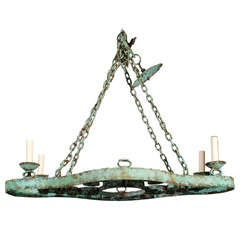Painted Napoleon III Cast Iron Chandelier 1