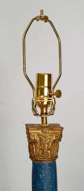 Gilt Corintian Column Table Lamps