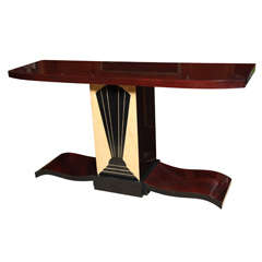 French Art Deco Exotic Rosewood "SunRay" Console