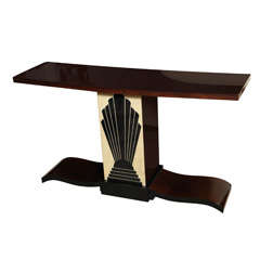 French Art Deco Rosewood, SunRay Art Console