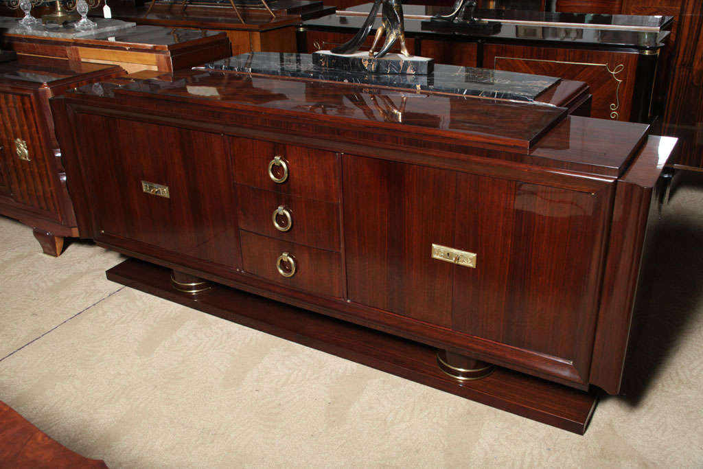 French Art Deco Exotic Rosewood Buffet in Bronze In Excellent Condition In Hialeah, FL