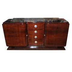 Classic Exotic Rosewood French Art Deco Buffet, Porto Marble Top