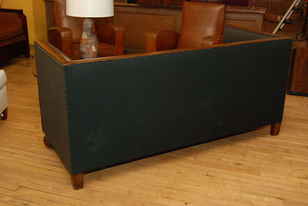Upholstery Edwardian Oak Box Sofa For Sale