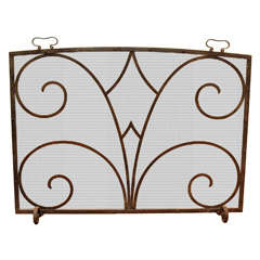 Vintage Wrought Iron Fire Screen