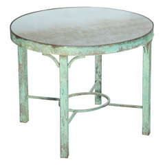 Oval Bronze Table with Distressed Mirrored Top