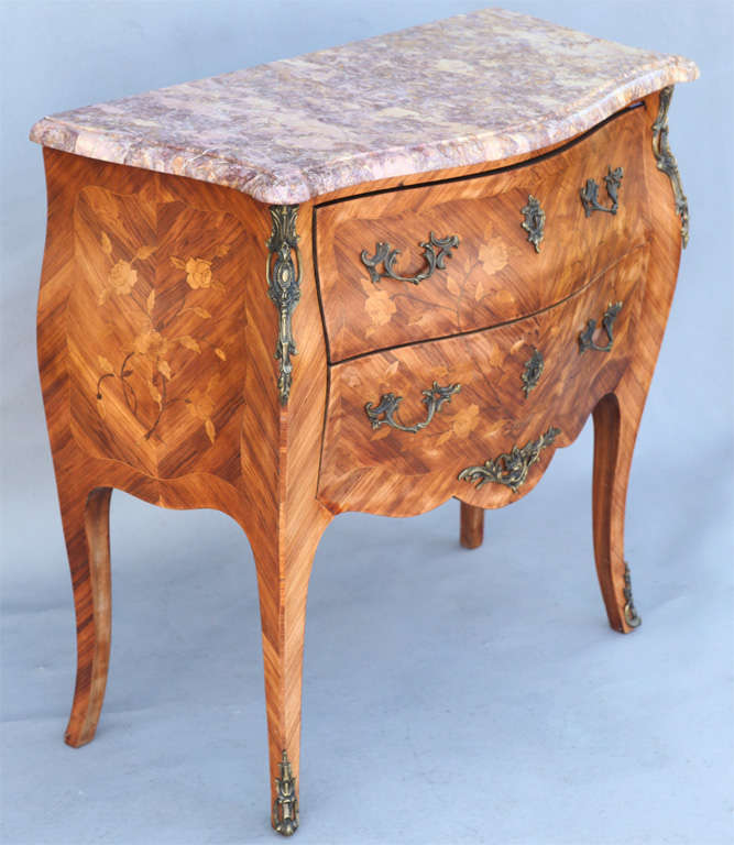 Louis XV Parquetry Bombe Commode