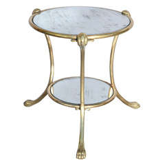 Fine Brass Two Tier Gueridon with Paw Foot