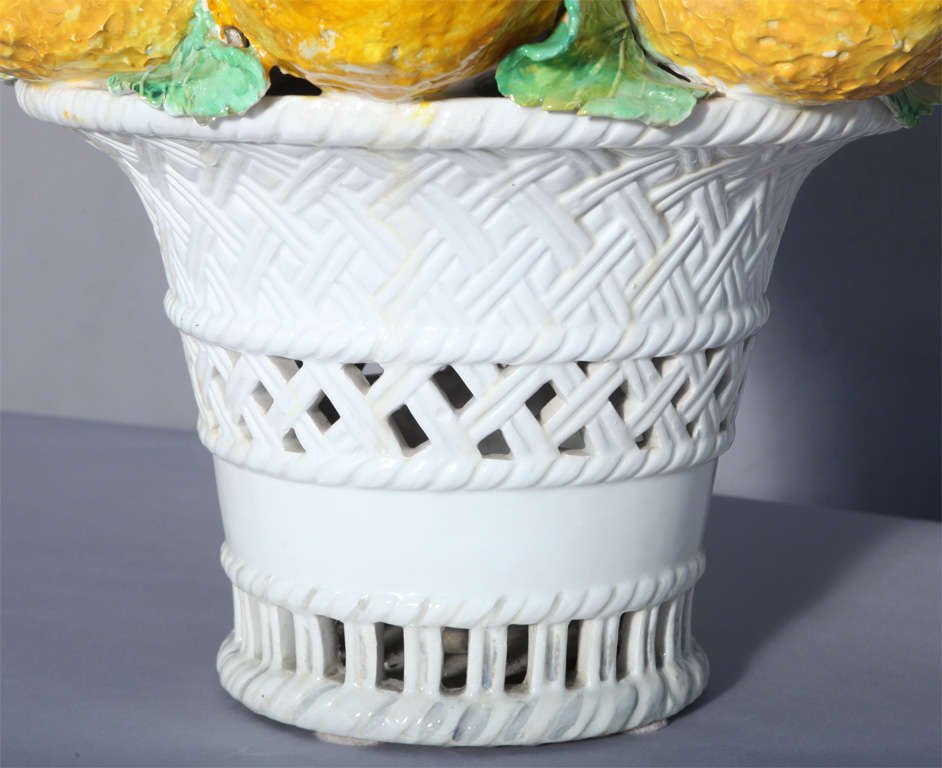 Large Italian Pottery Basket of Lemons 3