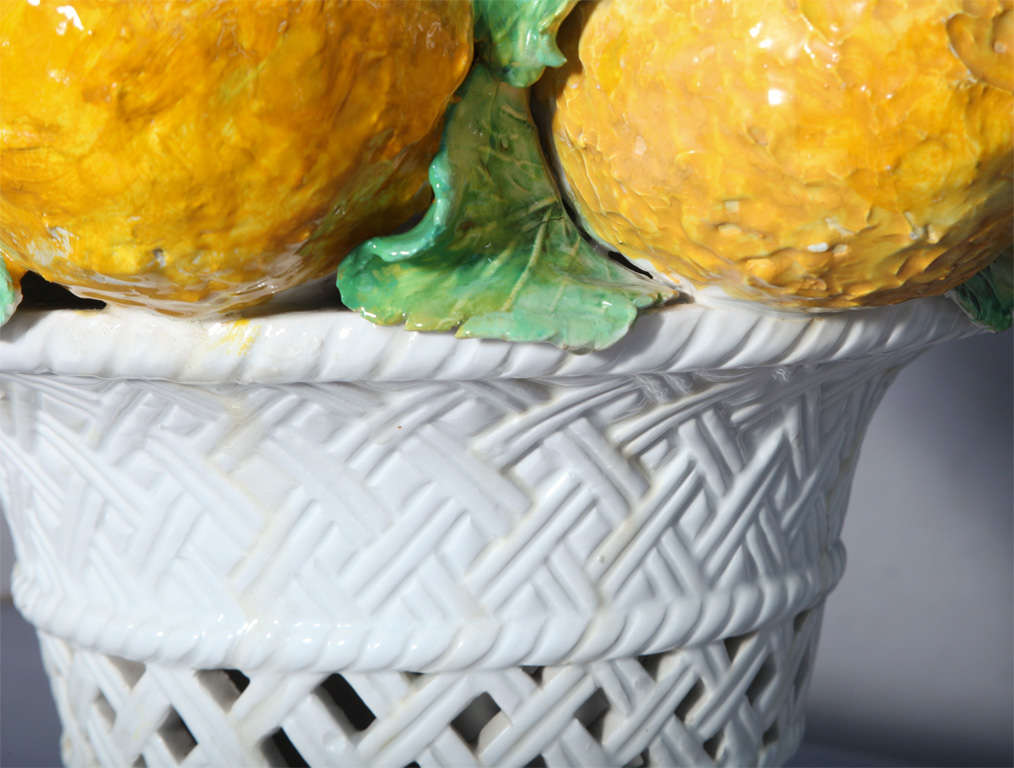 Large Italian Pottery Basket of Lemons 4