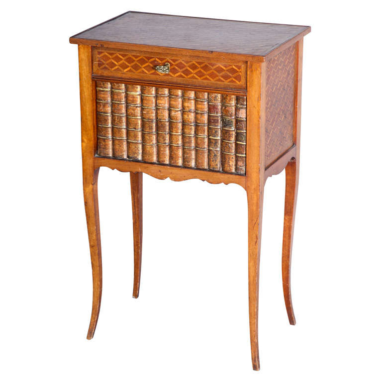 Inlaid 19c. False-front Book Cabinet/End Table For Sale